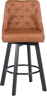 Youhauchair Counter Chair, 1 Leg, Seat Height 26.2 inches (66.5 cm), 360° Rotation, Bar Chair with Footrest, Water Repellent PU Leather, Easy Maintenance, Load Capacity 330.7 lbs (150 kg), Kitchen