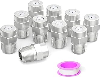 25 Degree Surface Cleaner Tips, 1/4 Inch NPT Male, 2.5 Orifice, 4000 PSI Threaded Spray Nozzles, Replacement for Water Gun, Water Broom and Surface Cleaner (10-Pack)