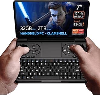 Win Mini 2024 Handheld Gaming PC, AMD Ryzen 7 8840U, 8C/16T up to 5.1GHz, Radeon 780M GPU, 32GB LPDDR5 RAM, 2TB NVMe SSD, 7" 1080p 120Hz Touchscreen, Wi-Fi 6
