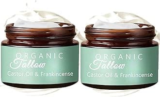 Grass-Fed Beef Tallow with Frankincense Oil & Castor Oil, Organic Beef Tallow Moisturizer for Skin, Tallow and Manuka Honey Balm, Beef Tallow Frankincense Balm for Face, Body (2Pcs)