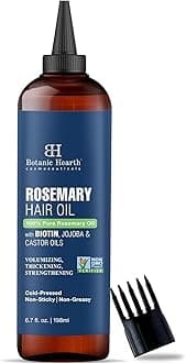 Botanic Hearth 100% Pure Rosemary Oil For Hair Growth | 198 ML | Infused With Biotin, Jojoba & castor Oil | Hair strengthening Treatment | Nourishing & Volumizing | Non GMO Verified