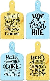 Artvibes Cooking Quotes Designer Wooden Wall Hanging for Home Decor | Gifts | Wall Decoration Items for Kitchen | Decorative Items for Home | Artworks Wall Hangings(WH_5608N) Set of 4