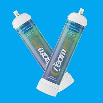 CreamJet 640g Nitrous Oxide Whipped Cream Chargers Food Grade 0.95L N2O Nitrous Tank Equivalent to 80 Cream Capsules Nos Gas Cylinder with Free Nozzle (Natural Flavor, 2 Cylinders)