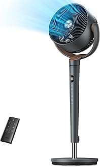 DREO Fan for Bedroom, 120° Oscillating Standing Fans, Quiet Floor Fan with DC Motor, 100ft Pedestal Fans for Room, 9 Speeds, 4 modes, 20dB, 120° Manual Vertical, 37-42" Adjustable Height, 9H Timer