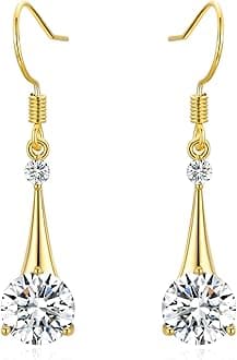 SBLING 18K Gold Plated Cubic Zirconia Dangle Drop Earrings