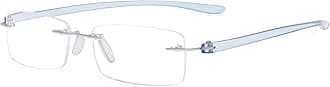Eyekepper Small Lenes Rimless Reading Glasses Women Frameless Reader Eyeglasses for Men with Blue Arms