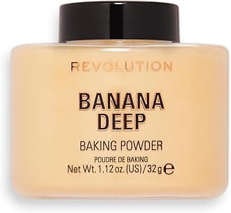 Makeup Revolution Luxury Loose Baking Powder – Banana Deep | Mattifies, Brightens & Sets Makeup | Controls Oil & Shine | Suitable for Medium to Deep Skin Tones | 32g