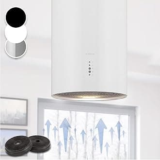 Hanging Island Cooker Hood, Extractor Fan for Kitchen Islands, 600m³/h Airflow, Timer, Adjustable Kitchen Extractor Fan w/Pipe Design, Timer, 3 Mode Cooker Hoods, Activated Carbon Filters