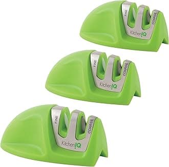 KitchenIQ 51422 Edge Grip 2-Stage Knife Sharpener, Green 3-Pack