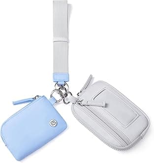 POIUGOYA Nylon Wristlet Wallets, Dual Pouch Keychain Wristlet Wallet, RFID Small Wallet With Coin Pouch,ID Window For Travel