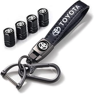 Tyre Valve Caps Caps and Metal Keychain Combo Compatiable Fit Toyota Caps for Car Tyres, Car Accessories