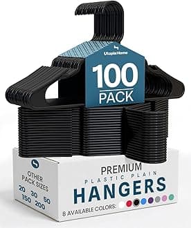 Plastic Hangers 100 Pack - Perfect Space Saving Clothes Hanger - Durable and Strong - Perfect Closet Organizers with Shoulder Grooves (Black)