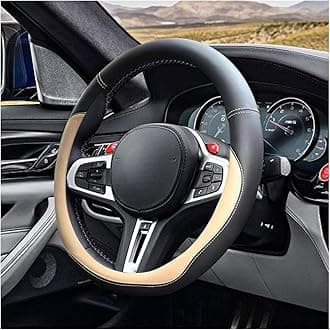 14.5"-15" Car Steering Wheel Cover, Microfiber Leather Cover, Anti-Slip Breathable Steering Wheel Decoration, Universal Steering Wheel Accessories for Diverse Cars (Beige)