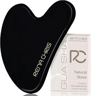 Rena Chris Face Cassa Tool Natural Stone Cassa Plate Enhances Chin Line Massage Plate Face Lift Small Face Beauty Care Tool Skin Care Gift Heart Obsidian Cassa (Black) Gua Sha Facial Tools Natural