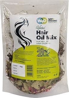 Herbal Hair Oil Mix of 21 Herbs for Thick Long Hair Growth 150 grams, Hairfall, Hair Repair, Scalp Care, Haircare Products Both for Men & Women - Way4Organic