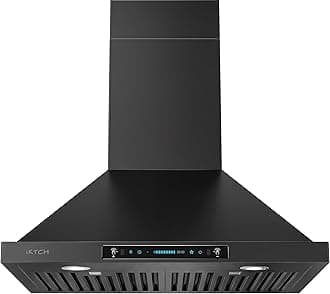 30 inch Black Wall Mount Range Hood, 900 CFM Ducted/Ductless Stainless Steel Vent Hood with Gesture Sensing & Touch Control Switch Panel, 2 Pcs Adjustable Lights