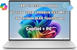 New XPS13 9350 Powerful AI Copilot + Laptop 13.4 inch 3K OLED Touch Screen Ultra 7 Processor 258V Series 2 32GB LPDDR5X, 8533MT/s RAM 2TB SSD Backlit Fingerprint Reader WiFi 7 Thunderbolt 4 Win 11 Pro
