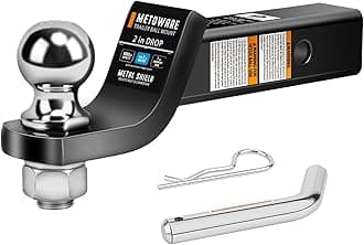METOWARE Trailer Hitch Ball Mount with 2 in Ball & Hitch Pin, Solid Steel Trailer Hitch Ball Fits 2 Inch Receiver, 6000lbs Capacity Ball Hitch, 2-Inch Drop, Black