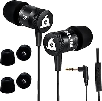 KLIM Fusion Earbuds with Microphone - New - Innovative: in-Ear with Memory Foam - Long-Lasting Wired Ear Buds - Earphones with Mic and 3.5mm Jack - Black