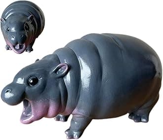 LAFANDE Hippo Figure, Hippo Resin Figurines, Hippo Resin Ornaments, Portable Hippopotamus Figurine Model, Realistic Baby Hippo Sculpture Ornament for Home Desktop Decoration