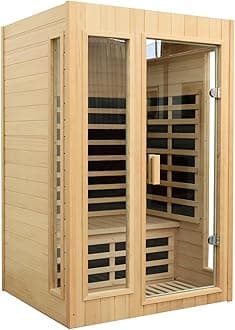 Infrared Sauna 2 Person, Low EMF Infrared Saunas for Home, Indoor Home Sauna Spa, Hemlock Wooden Sauna Room, 1500Watt, Bluetooth Speakers, Reading Lamps