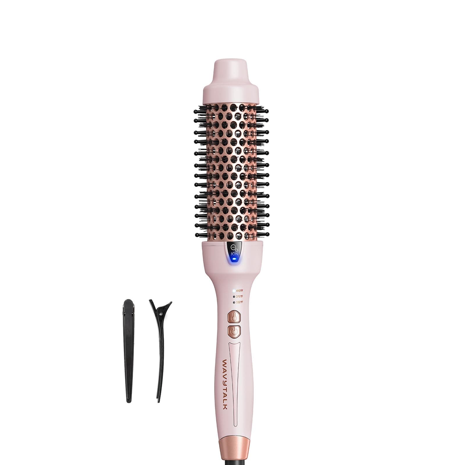 Updated Version Thermal Brush, 1.5 Inch Negative Ion Blowout Express Thermal Round Brush Creates Salon-Quality Blowouts, lonic Frizz Reduction Makes Hair Shinier & Smoother (Millennial Pink)