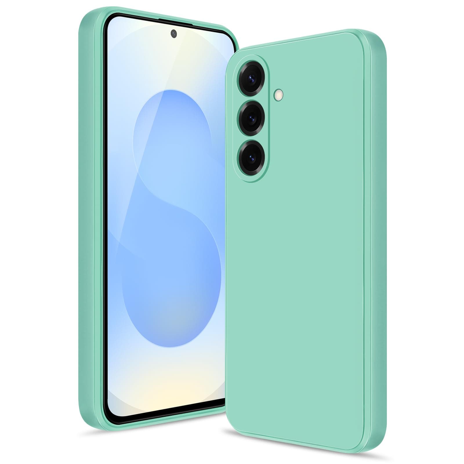 Btstring Case for Samsung Galaxy S25, Soft Silicone Case with Upgraded Camera Protection, Shockproof Slim Case Cover with Anti-Scratch Microfiber Lining, Mint Green