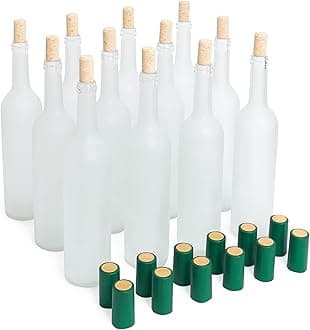 Empty Wine Glass Bottles 750ml - Set of 12 (Frosted Clear)