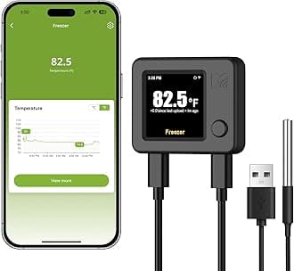 MOCREO WiFi Refrigerator Thermometer with Freezer Alarm, Digital Fridge Temperature Sensor, Email & App Alert, 2-Year Data Export, Remote App Monitor for Kitchen, Fish Tank