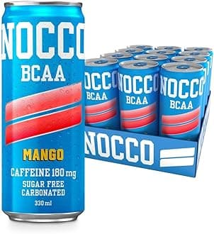 Sugar Free Energy Drink – BCAA, 180mg High Caffeine, with Amino Acids & Vitamins, Ideal for Pre Workout – 12 x 330ml (Mango Del Sol)