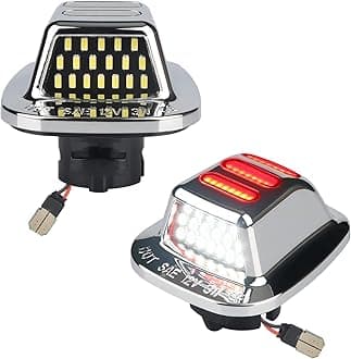 LED License Plate Light Lamp with Red OLED Neon Tube Compatible with Chevy K1500 C1500 1988-1999, Silverado Sierra 1988-1998, Tahoe Yukon Suburban S10 Chrome housing 6000K White, Pack of 2