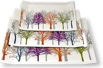 U.P.C Tray Set for Serving, Serving Tray Set of 3//Premium Printed Tray for Serving, Multipurpose Serving Plates for Snacks, Food and Salads Dessert Plate (Small, Medium & Large).