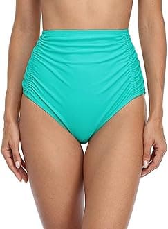 CharmLeaksWomen Medium Waisted Swim Briefs Solid Bikini Bottoms Swimwear Bottom