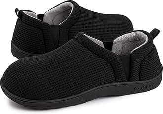 LongBayMen's Slippers Warm Bedroom Memory Foam House Shoes Slip-On for Indoor Outdoor Winter