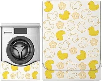 Odot Washer Dustproof Cover Front Load, Washing Machine Dryer Protector Sunscreen Waterproof Tumble Dryer Case Protective Cover for Most Front Loadi (beige duck,S-capacity 4~7.5kg)