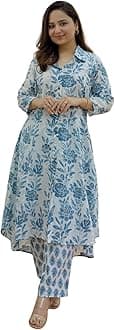 GRECIILOOKS Women's Cotton Blend Floral Regular Fit Kurta Set