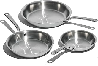 Made In Cookware - 3-Piece (Includes 8",10",12") Stainless Frying Pan Set - 5 Ply Stainless Clad - Professional Cookware - Made in Italy - Induction Compatible