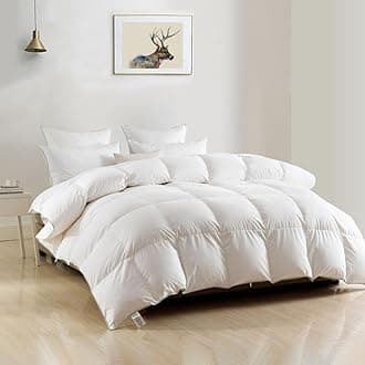 DWR Lightweight Down Feather Fibers California King, Thin Duvet Insert with Ties, Ultra-Soft Cotton Blend Cover, High Fill Power for Hot Sleepers/Warm Weather(104x96, White)