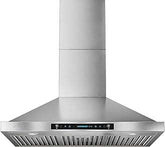 IKTCH 36-inch Wall Mount Range Hood 900 CFM Ducted/Ductless Convertible, Kitchen Chimney Vent Stainless Steel with Gesture Sensing & Touch Control Switch Panel, 2 Pcs Adjustable Lights(IKP02-36'')