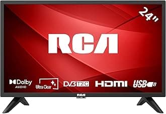 RCA 24 Inch HD TV, DVB-T/T2/C FreeView HD Dolby Digital Audio, Triple Noise Reduction Color Engine LED Backlighting, HDMI VGA PC Audio USB Media Player, Ideal Small Screen for Lounge or Kitchen
