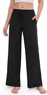 ZOOSIXX Soft Black Pajama Pants for Women, Plaid Comfy Casual Lounge Yoga Pants