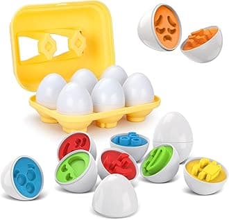 Toddlers Egg Matching Eggs Learning Sensory Color Shape Expression Sorting Stacking Montessori for Kids Boys Girls Easter Baskets 1 2 3 Years Old
