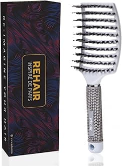 Premium Detangler Pain Free Boar Bristles Over-sized Vented Hair Brush for Men & Women (White)