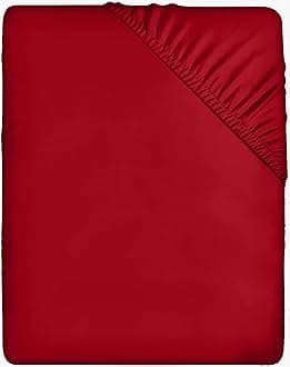 Utopia BeddingFitted Sheet Double, Red - Deep Pocket 14 inch (35 cm) - Easy Care - Soft Brushed Microfibre Fabric - Shrinkage and Fade Resistant - Bottom Sheet