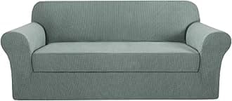 H.VERSAILTEX 2 Separate Pieces Stretch Couch Covers Sofa Cover Furniture Protector Suit for T Cushion/Box Cushion, High Spandex Jacquard Soft Couch Covers for 3 Cushion Couch, Sofa 72"-88", Sage