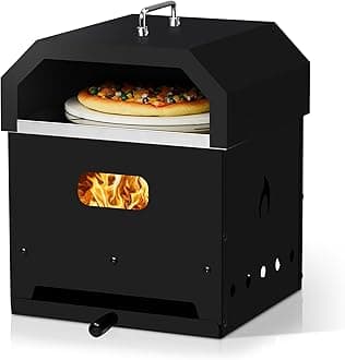 4-in-1 Outdoor Pizza Oven, Wood Fired 2-Layer Detachable Outside Ovens With Pizza Stone, Pizza Peel, Cover, Cooking Grill Grate for Outside Backyard BBQ