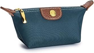 Womens Unique Change Purse Vintage Nylon Zip Coin Wallet Mini Bag (Ink Blue)