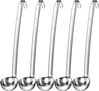 5 Pcs Soup Ladles Stainless Steel Serving Ladles with Long Handle for Serving, Cooking, Stirring, Portioning Kitchen Restaurant Accessories(2 oz)