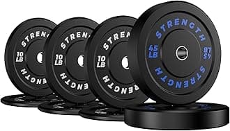 Olympic Rubber Bumper Weight Set - 2 Inch Barbell Plates for Home Gym Strength Training