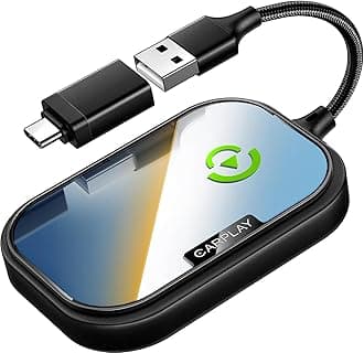 Wireless CarPlay Adapter for Apple iPhone, Converts Factory Wired CarPlay to Wireless CarPlay 2024 Upgrade Plug & Play Auto Connect Fast Easy Use for Cars from 2017 & iPhone iOS Dark Black